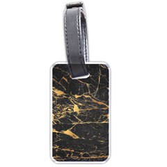 Black Marble Texture With Gold Veins Floor Background Print Luxuous Real Marble Luggage Tag (one Side) by genx