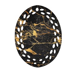 Black Marble Texture With Gold Veins Floor Background Print Luxuous Real Marble Ornament (oval Filigree) by genx