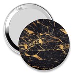 Black Marble texture with gold veins floor background print luxuous real marble 3  Handbag Mirrors Front