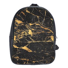 Black Marble Texture With Gold Veins Floor Background Print Luxuous Real Marble School Bag (xl) by genx