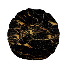 Black Marble Texture With Gold Veins Floor Background Print Luxuous Real Marble Standard 15  Premium Flano Round Cushions by genx