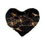 Black Marble texture with gold veins floor background print luxuous real marble Standard 16  Premium Flano Heart Shape Cushions Back