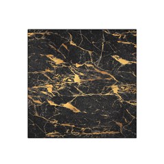 Black Marble Texture With Gold Veins Floor Background Print Luxuous Real Marble Satin Bandana Scarf by genx