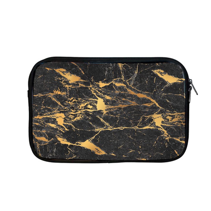 Black Marble texture with gold veins floor background print luxuous real marble Apple MacBook Pro 13  Zipper Case