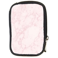 Pink Marble Texture Floor Background With Light Pink Veins Greek Marble Print Luxuous Real Marble  Compact Camera Leather Case by genx