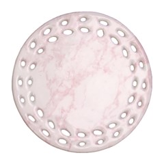 Pink Marble Texture Floor Background With Light Pink Veins Greek Marble Print Luxuous Real Marble  Ornament (round Filigree) by genx