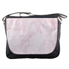 Pink Marble Texture Floor Background With Light Pink Veins Greek Marble Print Luxuous Real Marble  Messenger Bag by genx