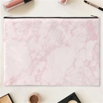 Pink Marble texture floor background with light pink veins greek marble print luxuous real marble. Cosmetic Bag (XXXL) Back