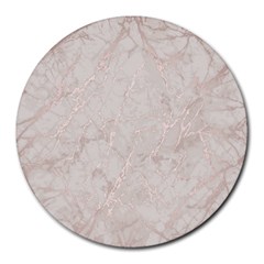 Pink Marble Beige Texture Floor Background With Shinny Pink Veins Greek Marble Print Luxuous Real Marble  Round Mousepads by genx