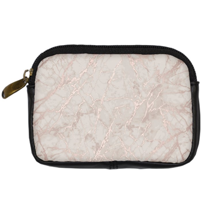 Pink Marble beige texture floor background with shinny pink veins greek marble print luxuous real marble. Digital Camera Leather Case