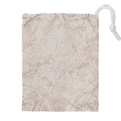 Pink Marble Beige Texture Floor Background With Shinny Pink Veins Greek Marble Print Luxuous Real Marble  Drawstring Pouch (4xl) by genx