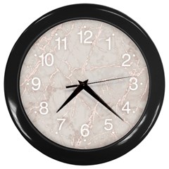 Pink Marble Beige Texture Floor Background With Shinny Pink Veins Greek Marble Print Luxuous Real Marble Wall Clock (black) by genx