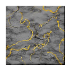 Marble Neon Retro Light Gray With Gold Yellow Veins Texture Floor Background Retro Neon 80s Style Neon Colors Print Luxuous Real Marble Tile Coaster by genx