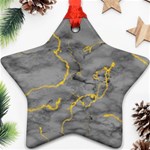 Marble neon retro light gray with gold yellow veins texture floor background retro neon 80s style neon colors print luxuous real marble Ornament (Star) Front