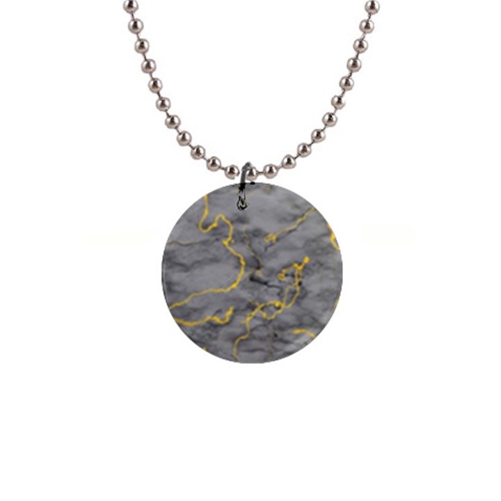 Marble neon retro light gray with gold yellow veins texture floor background retro neon 80s style neon colors print luxuous real marble 1  Button Necklace