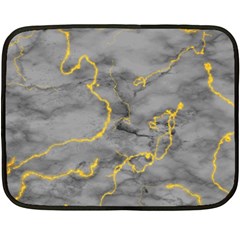 Marble Neon Retro Light Gray With Gold Yellow Veins Texture Floor Background Retro Neon 80s Style Neon Colors Print Luxuous Real Marble Fleece Blanket (mini) by genx