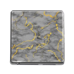 Marble Neon Retro Light Gray With Gold Yellow Veins Texture Floor Background Retro Neon 80s Style Neon Colors Print Luxuous Real Marble Memory Card Reader (square 5 Slot) by genx