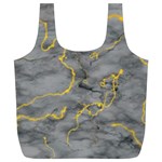 Marble neon retro light gray with gold yellow veins texture floor background retro neon 80s style neon colors print luxuous real marble Full Print Recycle Bag (XL) Front