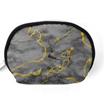 Marble neon retro light gray with gold yellow veins texture floor background retro neon 80s style neon colors print luxuous real marble Accessory Pouch (Medium) Back