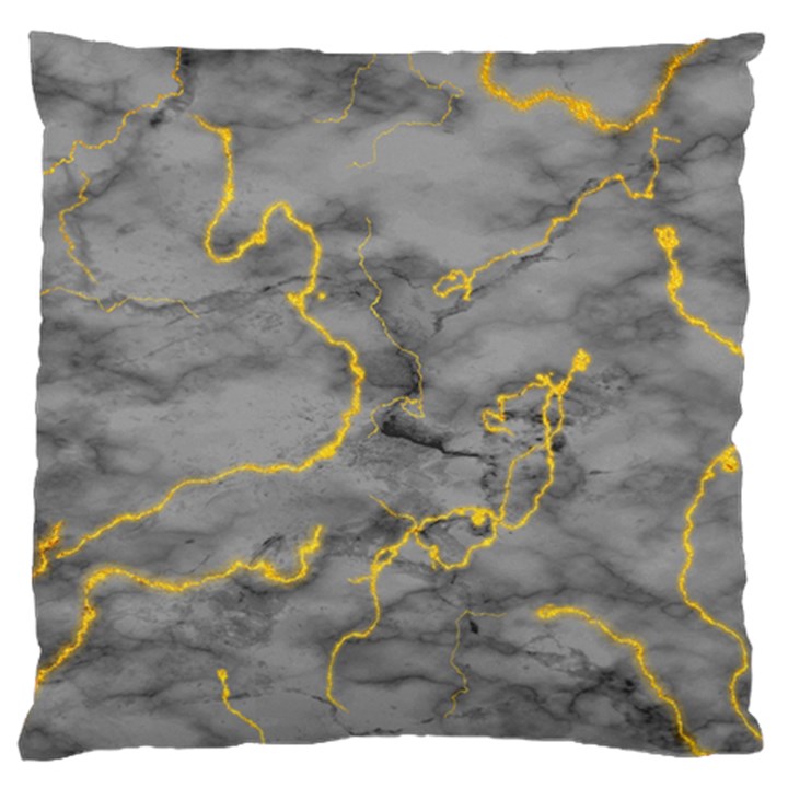 Marble neon retro light gray with gold yellow veins texture floor background retro neon 80s style neon colors print luxuous real marble Large Flano Cushion Case (Two Sides)