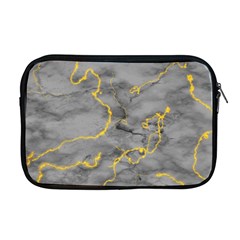 Marble Neon Retro Light Gray With Gold Yellow Veins Texture Floor Background Retro Neon 80s Style Neon Colors Print Luxuous Real Marble Apple Macbook Pro 17  Zipper Case by genx