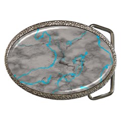 Marble Light Gray With Bright Cyan Blue Veins Texture Floor Background Retro Neon 80s Style Neon Colors Print Luxuous Real Marble Belt Buckles by genx