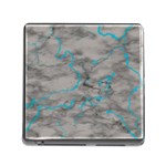 Marble light gray with bright cyan blue veins texture floor background retro neon 80s style neon colors print luxuous real marble Memory Card Reader (Square 5 Slot) Front