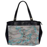 Marble light gray with bright cyan blue veins texture floor background retro neon 80s style neon colors print luxuous real marble Oversize Office Handbag (2 Sides) Front