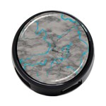 Marble light gray with bright cyan blue veins texture floor background retro neon 80s style neon colors print luxuous real marble 4-Port USB Hub (One Side) Front