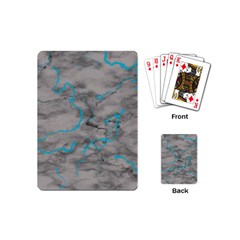 Marble Light Gray With Bright Cyan Blue Veins Texture Floor Background Retro Neon 80s Style Neon Colors Print Luxuous Real Marble Playing Cards Single Design (mini) by genx