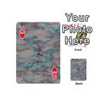 Marble light gray with bright cyan blue veins texture floor background retro neon 80s style neon colors print luxuous real marble Playing Cards 54 Designs (Mini) Front - HeartQ