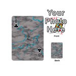 Marble light gray with bright cyan blue veins texture floor background retro neon 80s style neon colors print luxuous real marble Playing Cards 54 Designs (Mini) Front - Club8