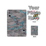 Marble light gray with bright cyan blue veins texture floor background retro neon 80s style neon colors print luxuous real marble Playing Cards 54 Designs (Mini) Front - Spade10