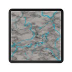 Marble light gray with bright cyan blue veins texture floor background retro neon 80s style neon colors print luxuous real marble Memory Card Reader (Square) Front