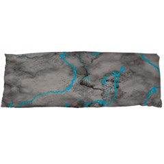 Marble Light Gray With Bright Cyan Blue Veins Texture Floor Background Retro Neon 80s Style Neon Colors Print Luxuous Real Marble Body Pillow Case Dakimakura (two Sides) by genx