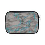 Marble light gray with bright cyan blue veins texture floor background retro neon 80s style neon colors print luxuous real marble Apple iPad Mini Zipper Cases Front