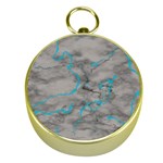 Marble light gray with bright cyan blue veins texture floor background retro neon 80s style neon colors print luxuous real marble Gold Compasses Front