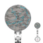 Marble light gray with bright cyan blue veins texture floor background retro neon 80s style neon colors print luxuous real marble Stainless Steel Nurses Watch Front