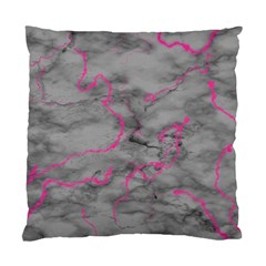 Marble Light Gray With Bright Magenta Pink Veins Texture Floor Background Retro Neon 80s Style Neon Colors Print Luxuous Real Marble Standard Cushion Case (two Sides) by genx