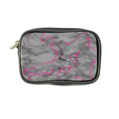 Marble Light Gray With Bright Magenta Pink Veins Texture Floor Background Retro Neon 80s Style Neon Colors Print Luxuous Real Marble Coin Purse by genx