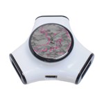 Marble light gray with bright magenta pink veins texture floor background retro neon 80s style neon colors print luxuous real marble 3-Port USB Hub Front