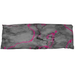 Marble Light Gray With Bright Magenta Pink Veins Texture Floor Background Retro Neon 80s Style Neon Colors Print Luxuous Real Marble Body Pillow Case (dakimakura) by genx