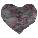 Marble light gray with bright magenta pink veins texture floor background retro neon 80s style neon colors print luxuous real marble Large 19  Premium Heart Shape Cushions Front