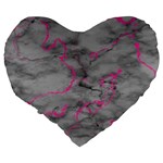 Marble light gray with bright magenta pink veins texture floor background retro neon 80s style neon colors print luxuous real marble Large 19  Premium Heart Shape Cushions Back