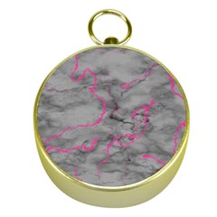 Marble Light Gray With Bright Magenta Pink Veins Texture Floor Background Retro Neon 80s Style Neon Colors Print Luxuous Real Marble Gold Compasses by genx