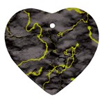 Marble light gray with green lime veins texture floor background retro neon 80s style neon colors print luxuous real marble Ornament (Heart) Front