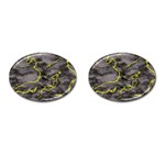 Marble light gray with green lime veins texture floor background retro neon 80s style neon colors print luxuous real marble Cufflinks (Oval) Front(Pair)