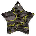 Marble light gray with green lime veins texture floor background retro neon 80s style neon colors print luxuous real marble Star Ornament (Two Sides) Front