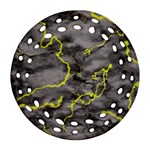 Marble light gray with green lime veins texture floor background retro neon 80s style neon colors print luxuous real marble Ornament (Round Filigree) Front