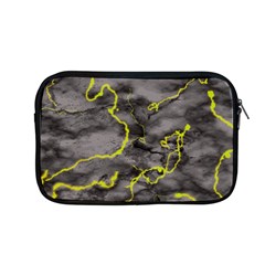 Marble Light Gray With Green Lime Veins Texture Floor Background Retro Neon 80s Style Neon Colors Print Luxuous Real Marble Apple Macbook Pro 13  Zipper Case by genx